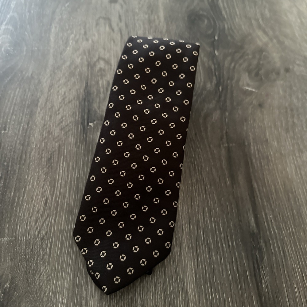 Vintage Tonino Firenze Cravats Men's Tie Brown Geometric Polyester Necktie